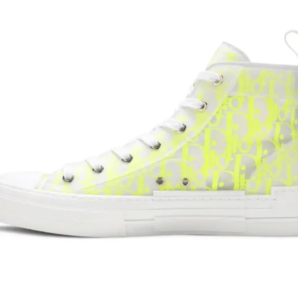 Dior High-Top Sneakers with Neon Yellow Highlights. Original box and receipt!! - Picture 2 of 3